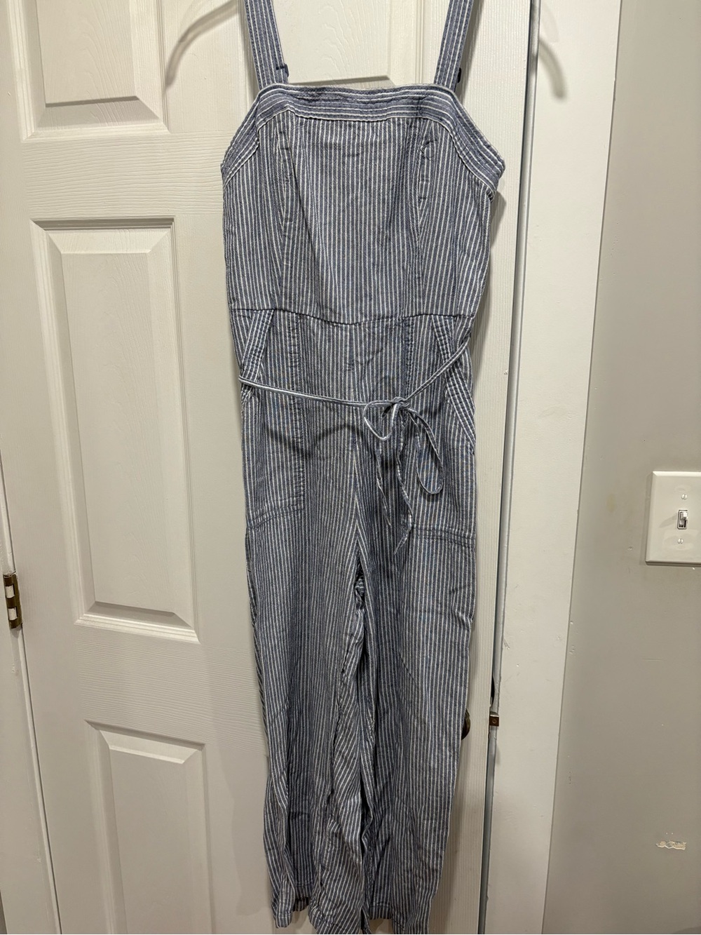 Old Navy Blue and White Striped Jumpsuit